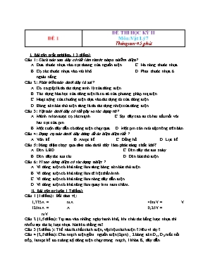 14 Đề thi học kỳ 2 Vật lý 7 (Có đáp án)